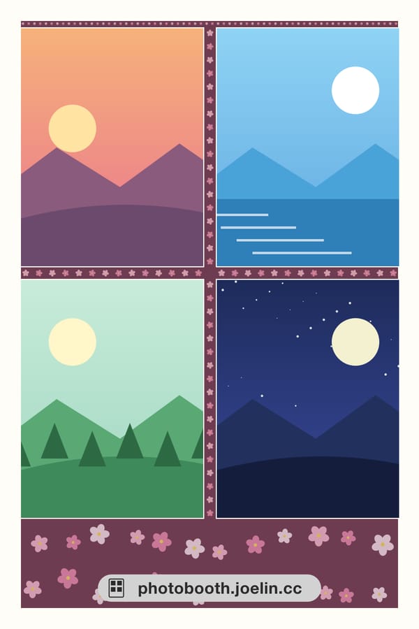 Cherry Blossom Border — Japanese style · Full 4×6, Two 2×6 vertical strips, 4×3 horizontal cut