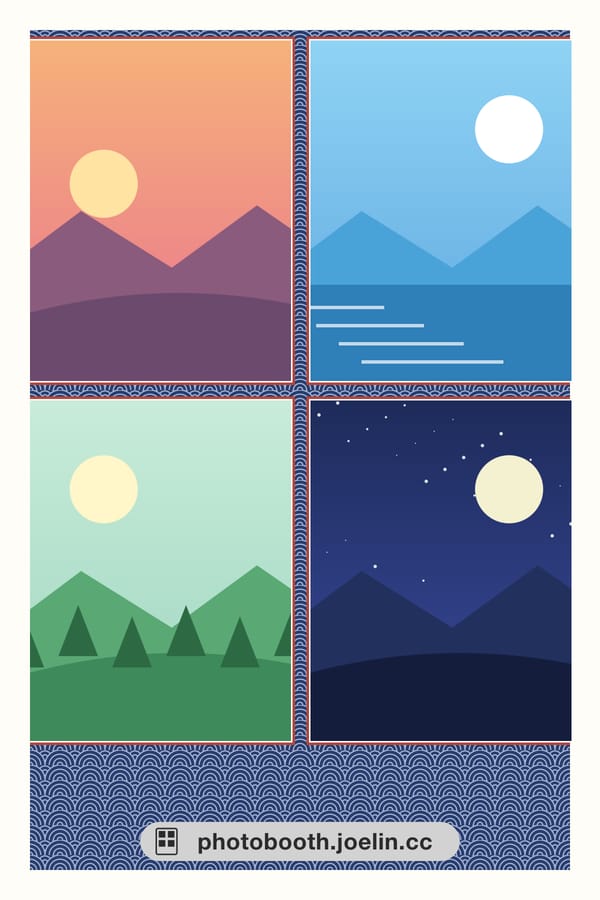 Japanese Wave Pattern Border — Japanese style · Full 4×6, Two 2×6 vertical strips, 4×3 horizontal cut